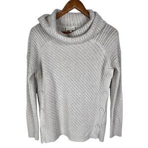LUCKY BRAND Women's Off White Side Button Turtleneck Sweater XS
